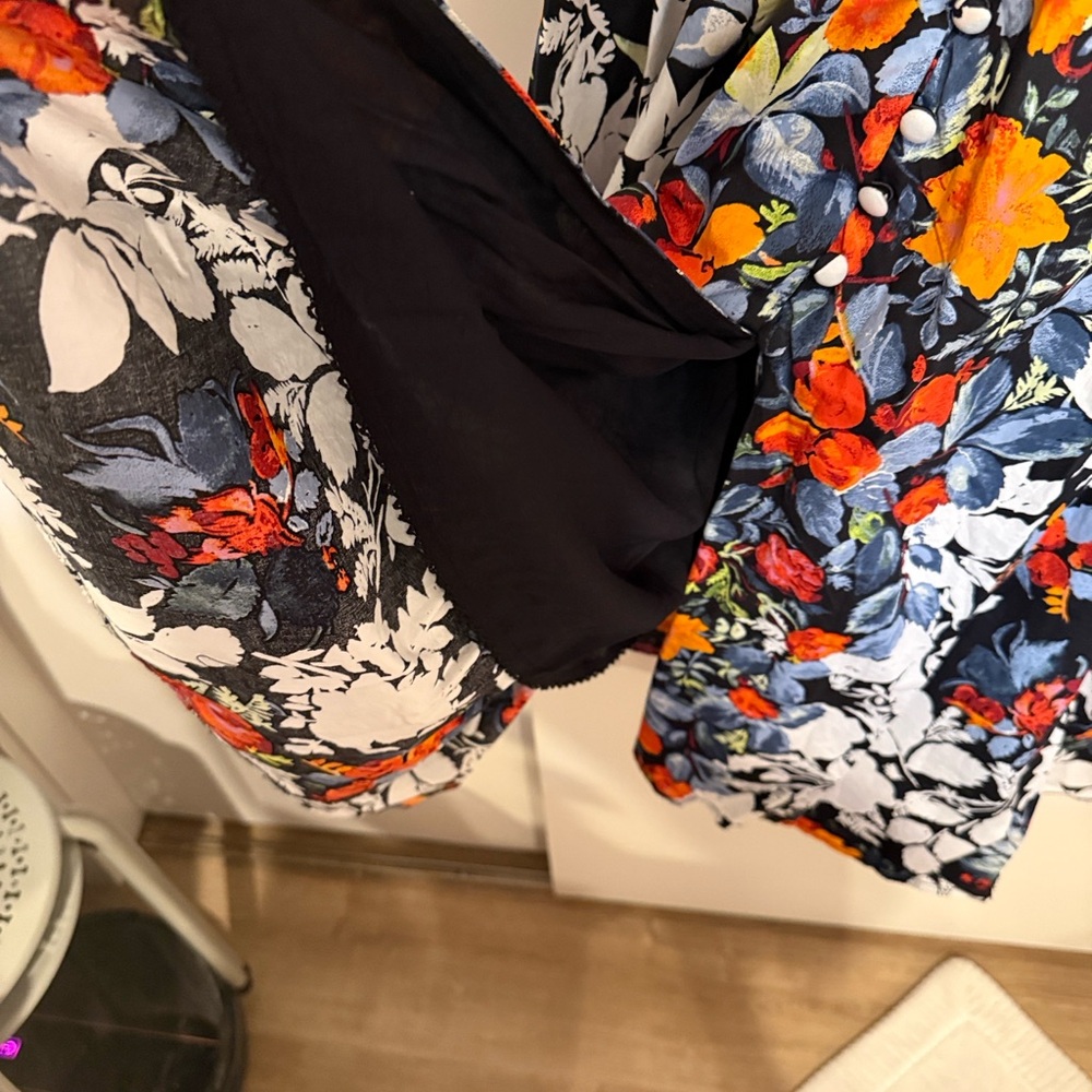 Anthropologie Floral Dress - Black, White, Orange, Red - Picture 6 of 11